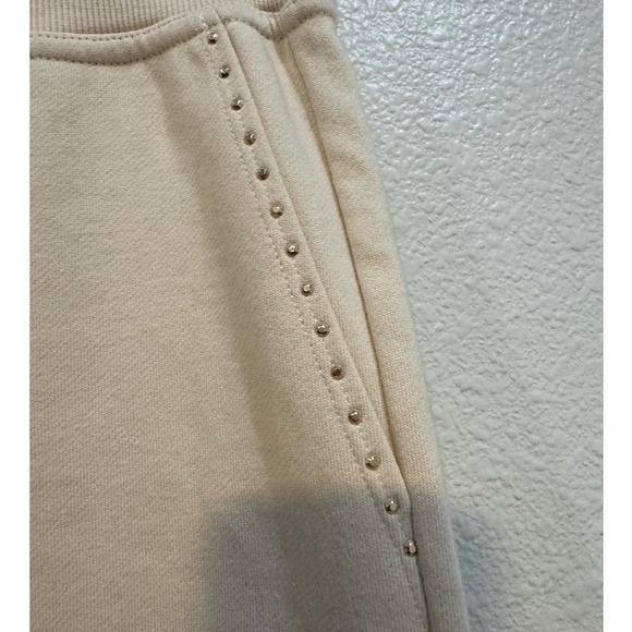 ST. JOHN $695 French Terry Joggers Cream Beige Embellished Pockets Size S - Picture 6 of 8